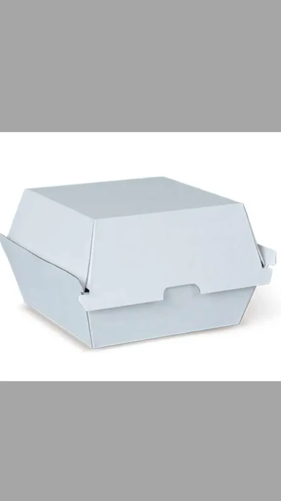 [CONTAINER HAMBURGER-WHI-200PCS] PAPER HAMBURGER BOX (WHITE, 4PK X 50PCS=200PCS, 300GSM)
