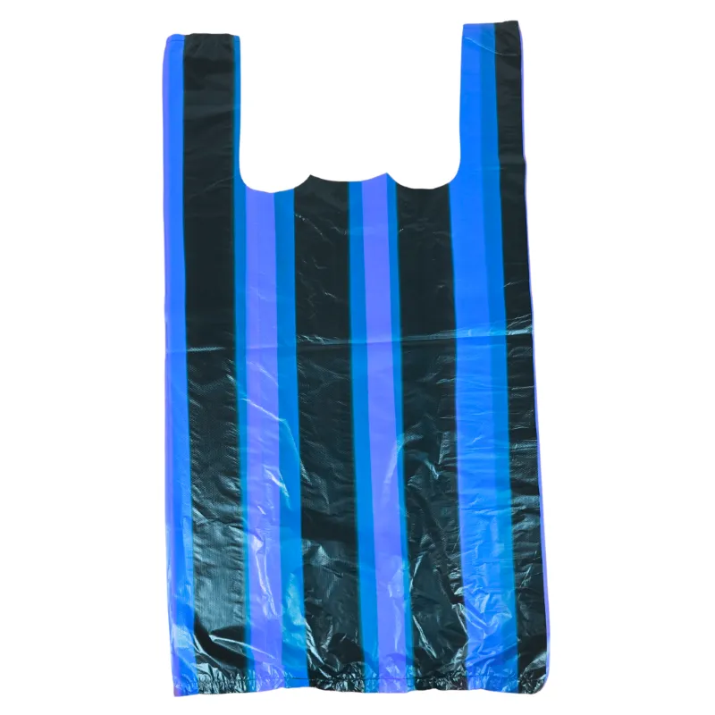 T SHIRT BAG,14X18,STRIPED (BLUE/BLACK)